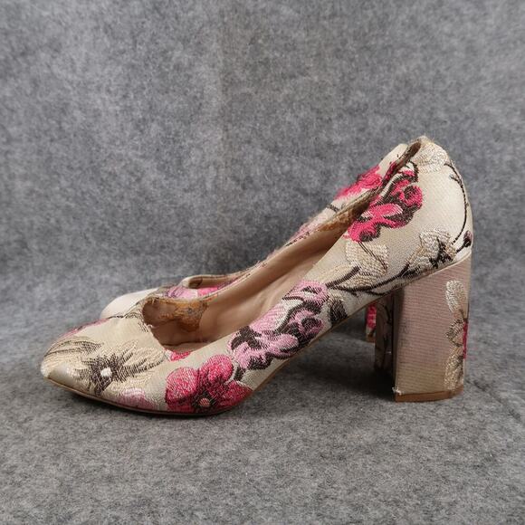 Kelly & Katie Shoes Womens 7 Floral Pump Block Heel Slip On Fashion Event Formal - Picture 4 of 14